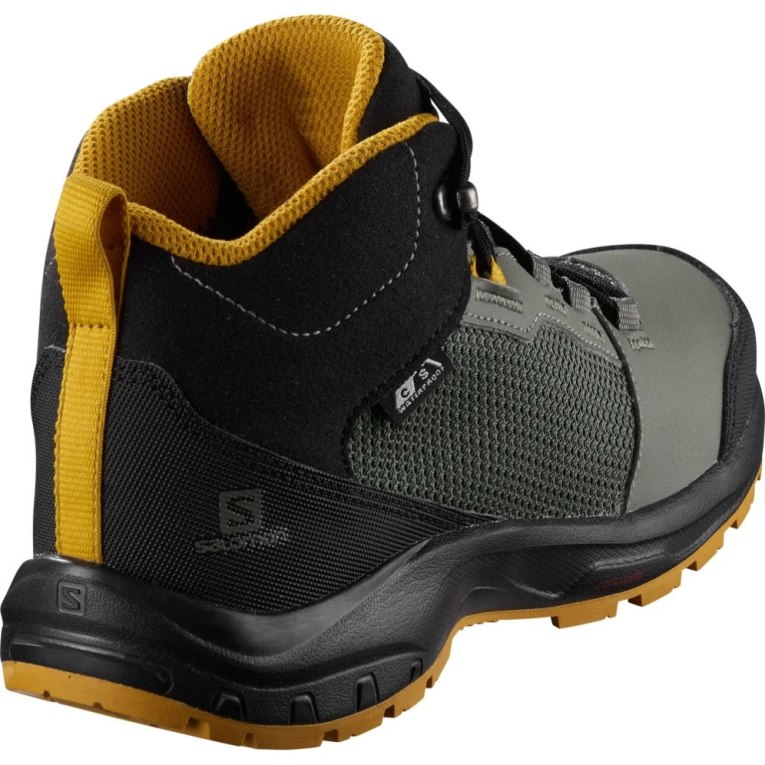 Black / Olive Salomon Outward CSWP Kids' Hiking Shoes | IE UV7850